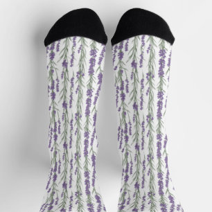 Watercolor Lavender Flowers Socks