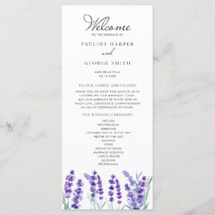 Watercolor Lavender Flowers Spring Wedding Programme