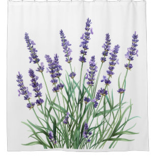 Watercolor Lavender Garden Flower Shower Curtain
