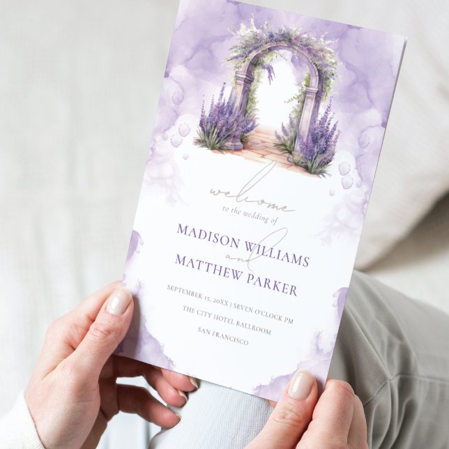 Watercolor Lavender Garden Wedding  Programme (Creator Uploaded)