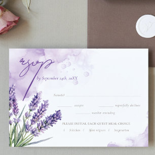 Watercolor Lavender Garden Wedding  RSVP Card