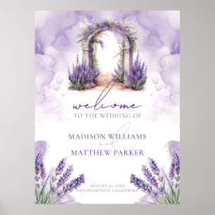 Watercolor Lavender Garden Wedding Welcome Poster