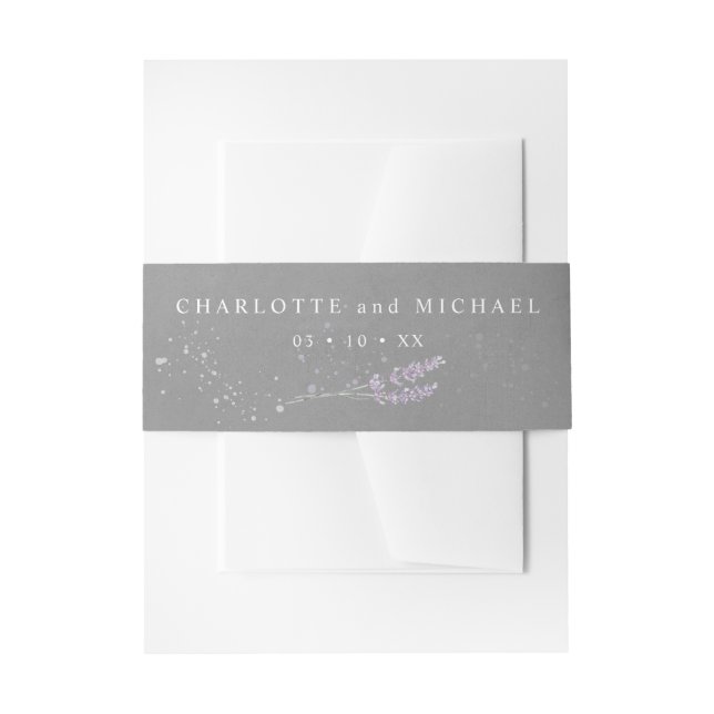 Watercolor lavender grey wedding invitation invitation belly band (Front Example)