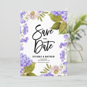 Watercolor Lavender Hydrangea Floral Save The Date