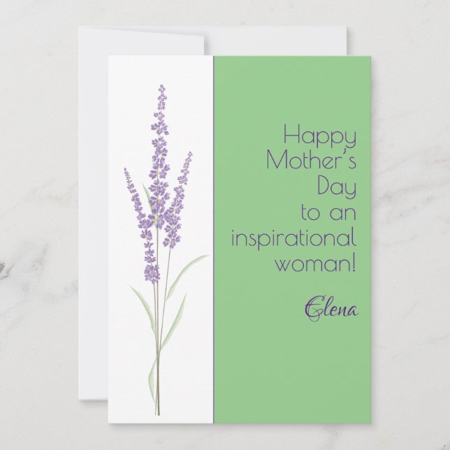 Watercolor lavender light green mother day holiday card (Front)