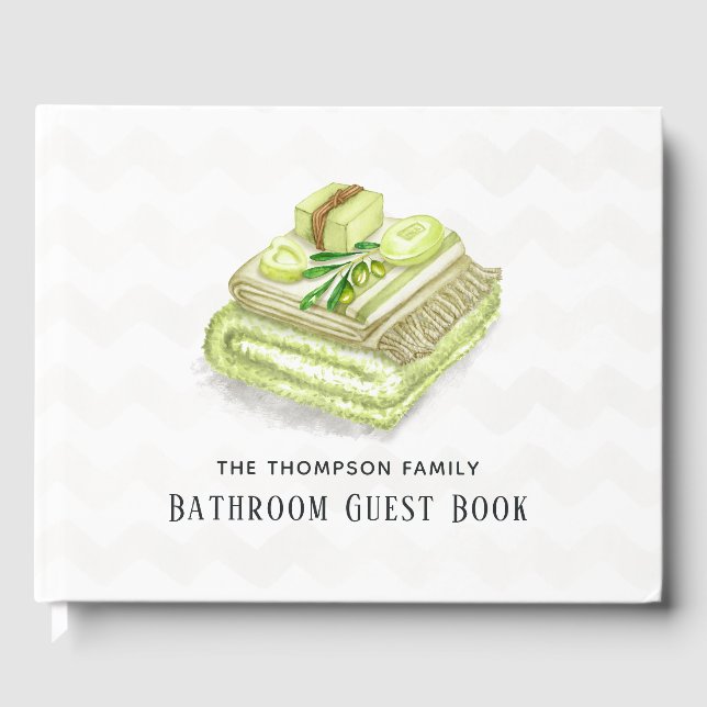 Watercolor Lavender Olive Soap Bathroom Guest Book (Front)