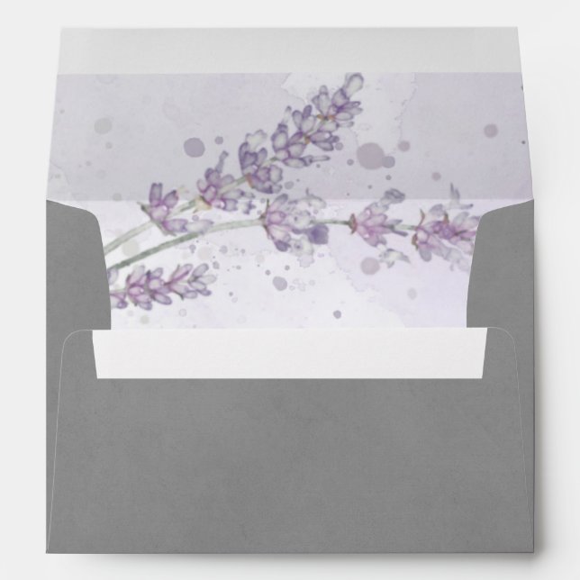 Watercolor lavender on grey for 5x7 card Envelope (Back (Bottom))