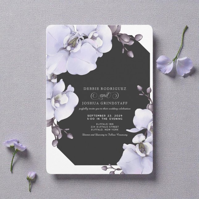 Watercolor Lavender Orchids Wedding Invitation  (Creator Uploaded)
