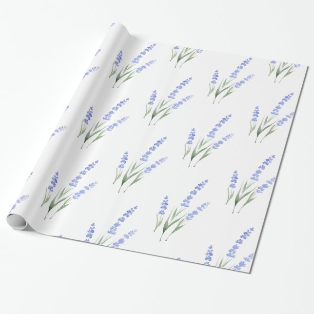 Watercolor Lavender Pattern Wrapping Paper (Unrolled)