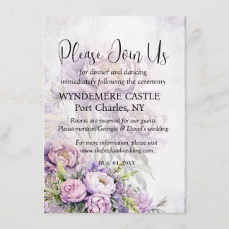 Watercolor Lavender Peony QR Code Wedding Enclosure Card