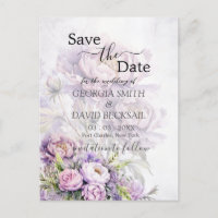 Watercolor Lavender Peony Save the Date