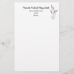 Watercolor Lavender Personalised Stationary Stationery