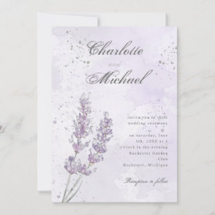 Watercolor lavender purple elegant wedding invitation