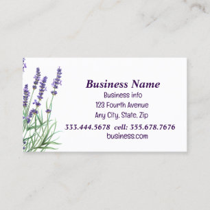 Watercolor Lavender Purple Lavender Flowers Business Card