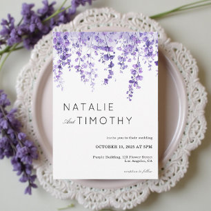 Watercolor Lavender Rustic Boho Botanical Wedding Invitation