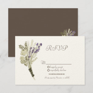 Watercolor Lavender Rustic Botany Kraft RSVP Invitation