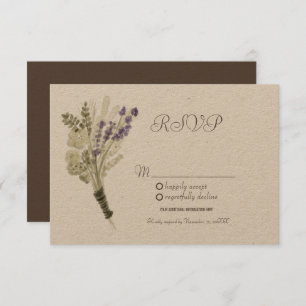 Watercolor Lavender Rustic Botany Kraft RSVP Invitation