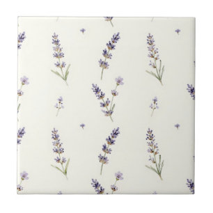 Watercolor Lavender Sprigs Delicate Floral Pattern Tile