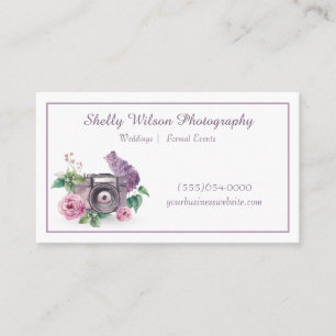 Watercolor Lavender Spring Floral Photography Business Card