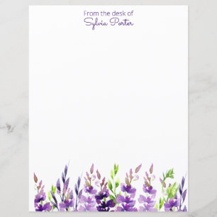 Watercolor Lavender Stems Stationery