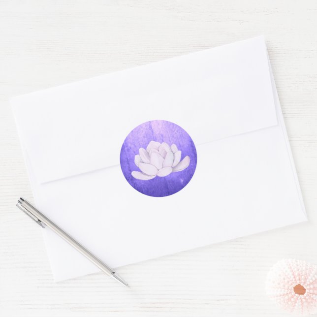 Watercolor Lavender Succulent, purple Classic Round Sticker (Envelope)