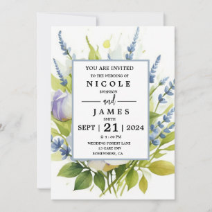 Watercolor Lavender Wildflowers Invitation