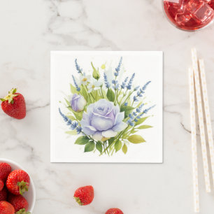 Watercolor Lavender Wildflowers Napkin