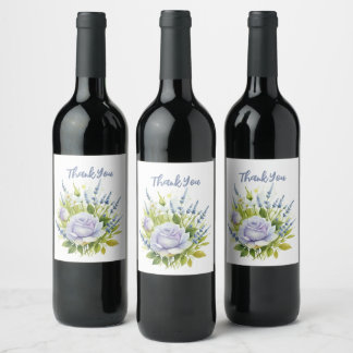 Watercolor Lavender Wildflowers Wine Label