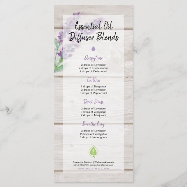 Watercolor Lavender & Wood Essential Oil Blend Programme (Front)