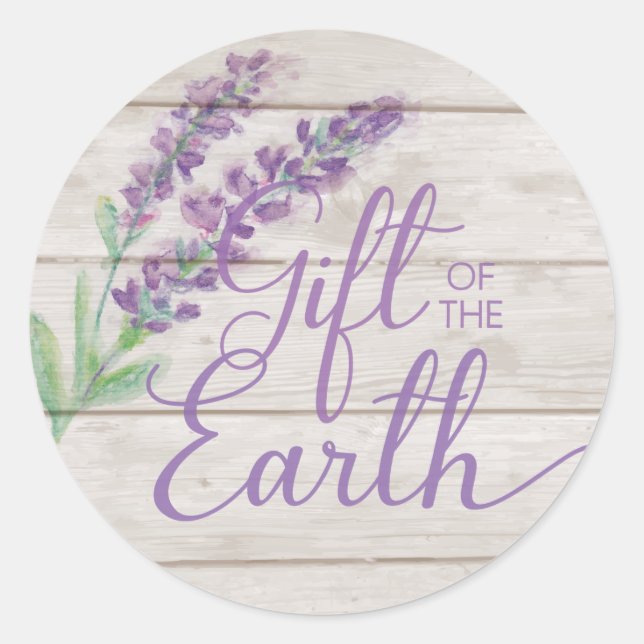Watercolor Lavender & Wood Essential Oil Classic Round Sticker (Front)
