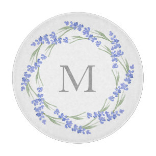 Watercolor Lavender Wreath Cutting Board