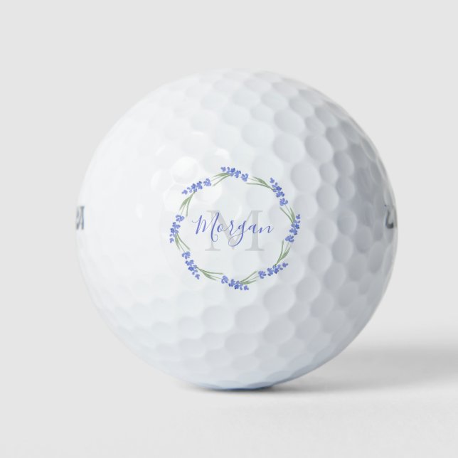 Watercolor Lavender Wreath   Golf Balls (Front)