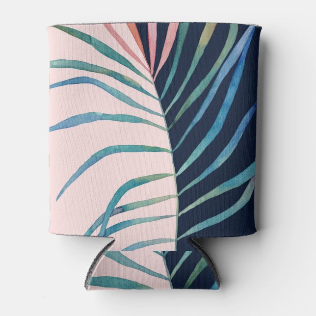 Watercolor leaf, abstract nature print. can cooler (Front)