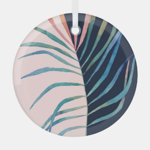 Watercolor leaf, abstract nature print. glass tree decoration