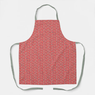 Watercolor Leaf and Berry on Red  Apron