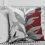 Watercolor Leaf and Circle Abstract Design Cushion<br><div class="desc">This beautiful throw pillow features a unique watercolor leaf design with subtle abstract design elements in grey, silver, and black. The design is highlighted by a burgundy circle with black and silver accents, making it a perfect addition to any modern or contemporary decor. Made with high-quality materials, this pillow is...</div>