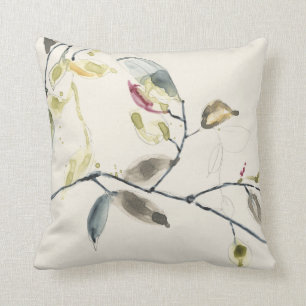 Watercolor Leaf Branch Cushion