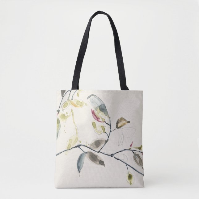 Watercolor Leaf Branch Tote Bag (Front)