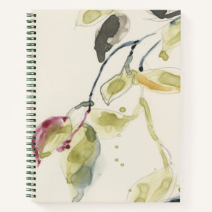 Watercolor Leaf Branch Triptych Notebook