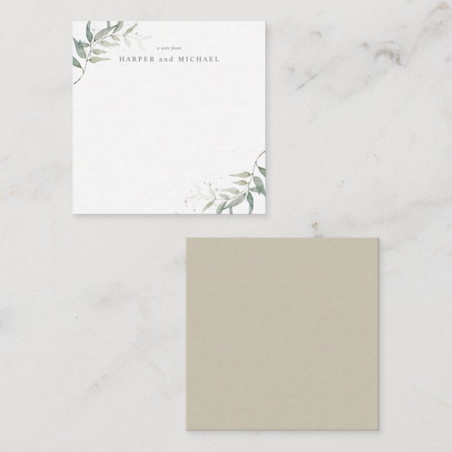 Watercolor leaf foliage wedding card (Front/Back)