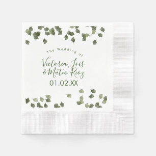 Watercolor Leaf Greenery Autumn Fall Wedding Napkin