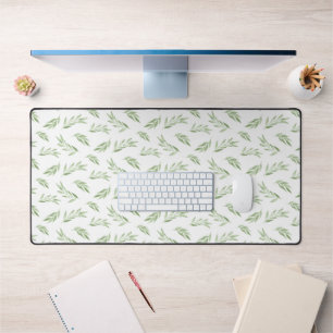 Watercolor Leaf Greenery Pattern Desk Mat
