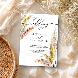 Watercolor Leaf signature calligraphy wedding Invitation