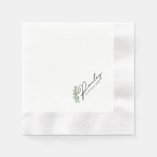 Watercolor Leaf Wedding Cocktail Napkins