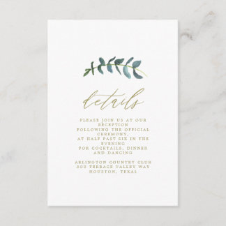 Watercolor Leaf Wedding Details Card