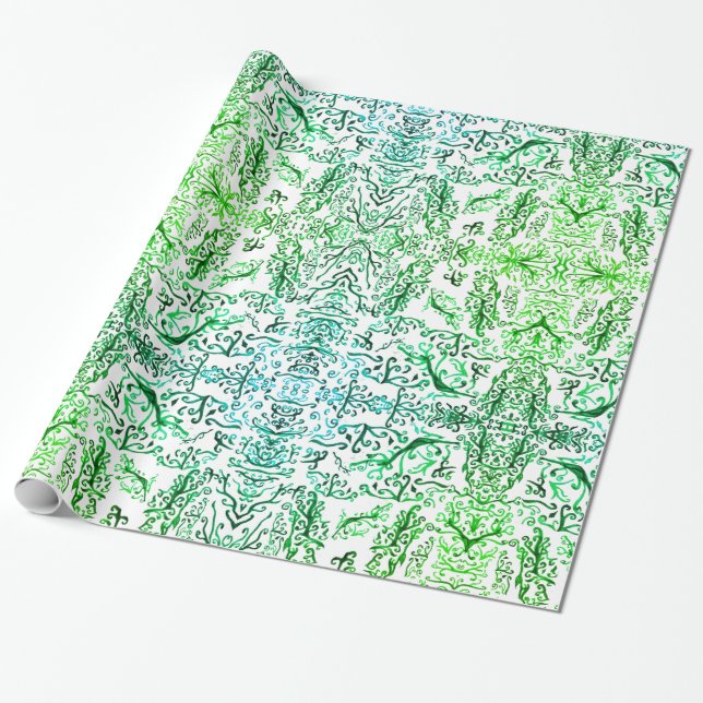 Watercolor leafes Wrapping Paper (Unrolled)