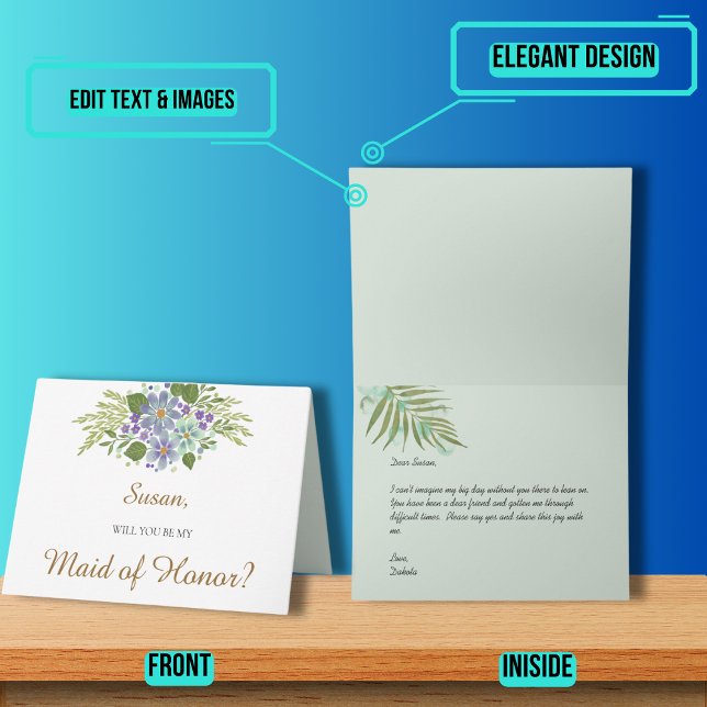 Watercolor Leaves 01 Bridal Party Proposal Folded Card (Please enjoy our design and see the others in the collection.)