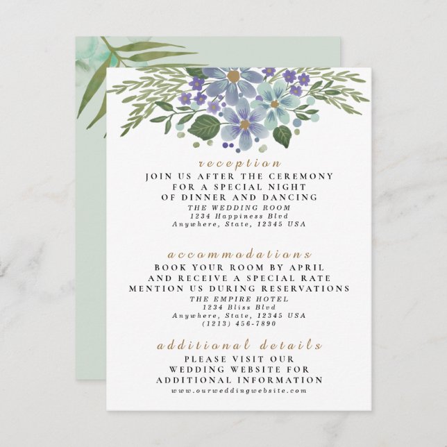 Watercolor Leaves 04d Wedding Enclosure Card (Front/Back)
