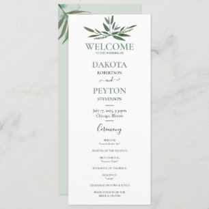 Watercolor Leaves 07a Wedding Ceremony Program Programme