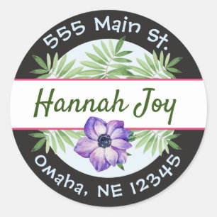 Watercolor leaves address label